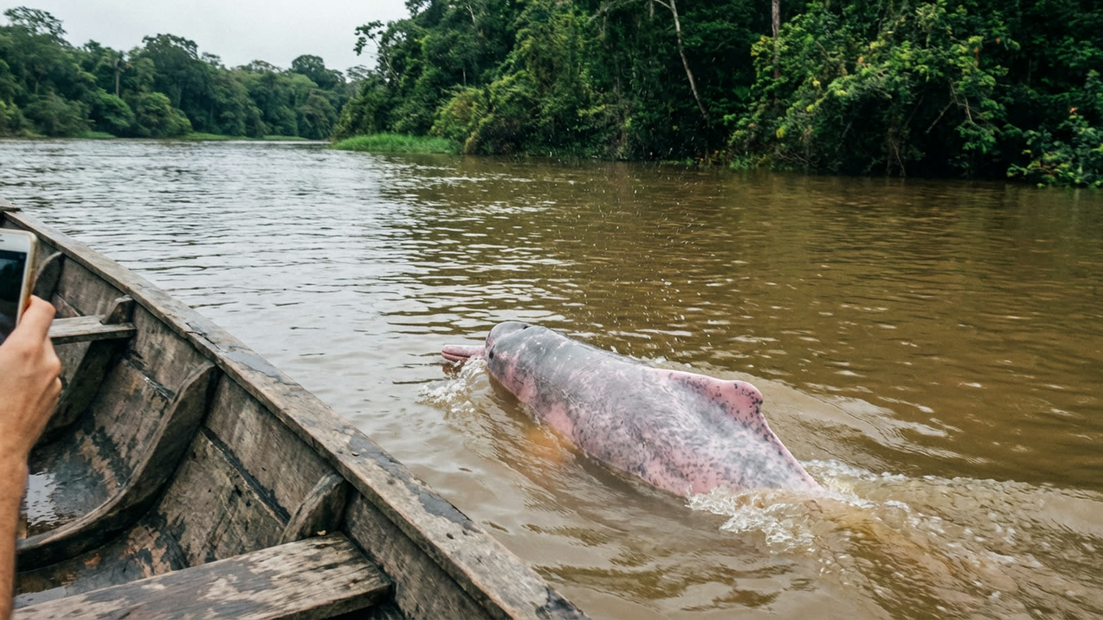 Pink river dolphin — 5-Day Maniti Eco-Lodge Odyssey, Amazon rainforest lodge tour near Iquitos, Peru