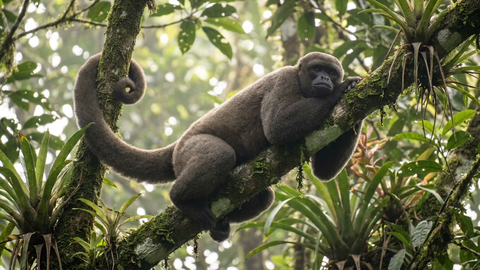 Woolly monkey during the 5-Day Pacaya Samiria Odyssey tour in the Amazon rainforest near Iquitos, Peru